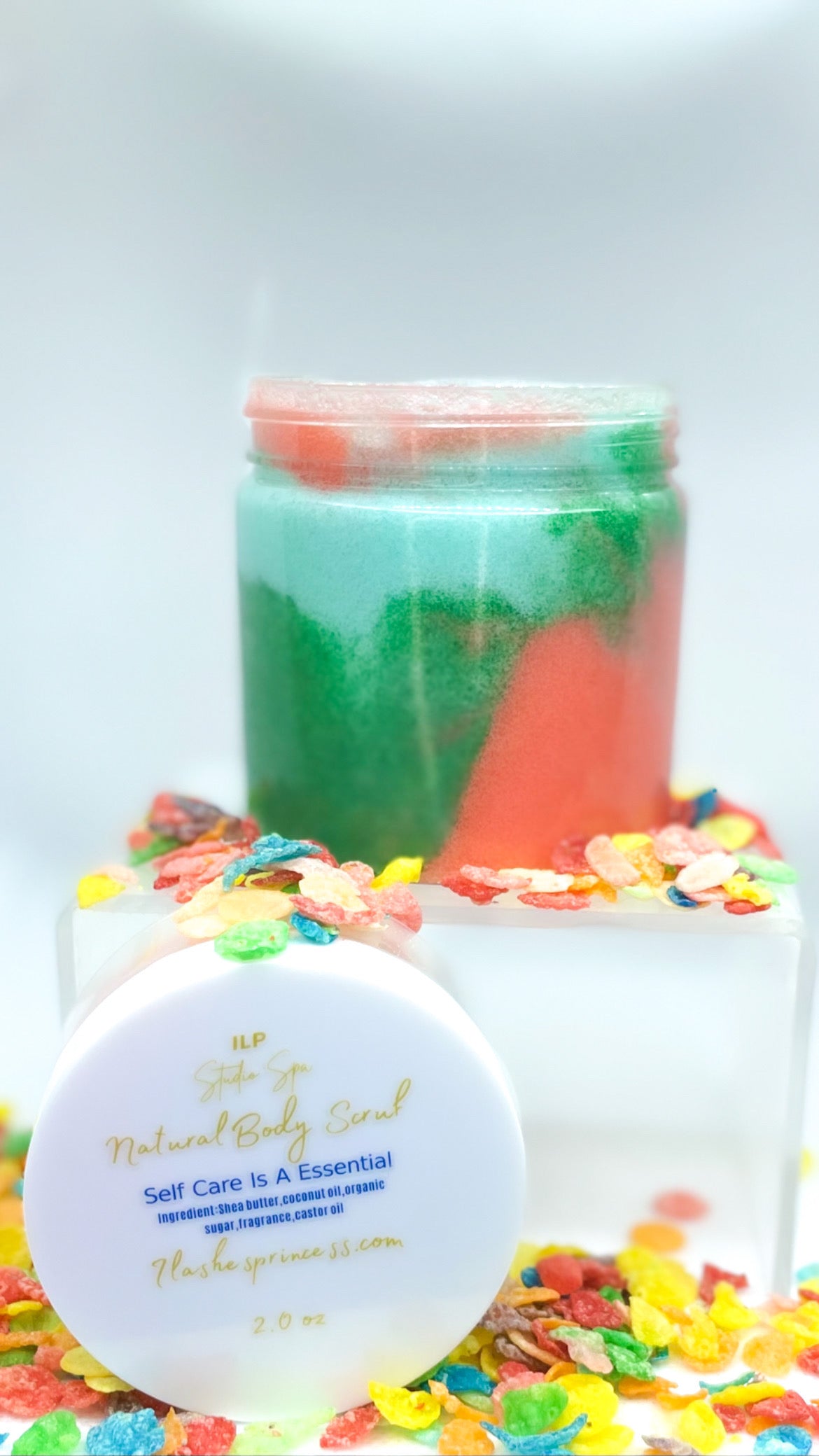 Fruity Pebbles lip and body scrub (skincare)